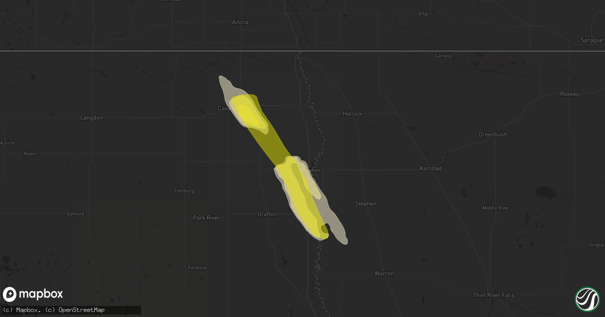 Hail map in Drayton, ND on June 11, 2020