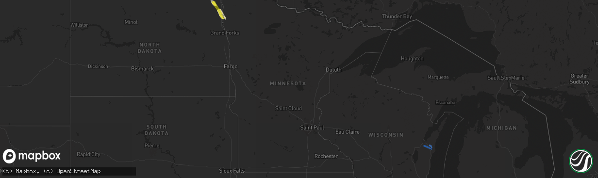 Hail map in Minnesota on June 11, 2020