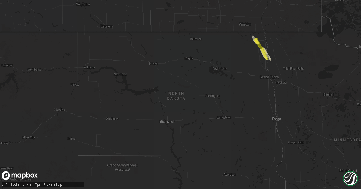 Hail map in North Dakota on June 11, 2020