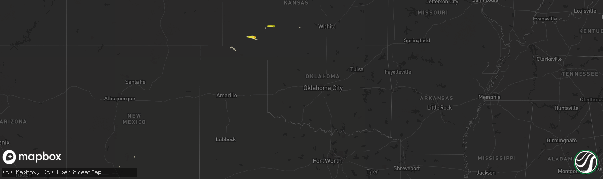 Hail map in Oklahoma on June 11, 2020