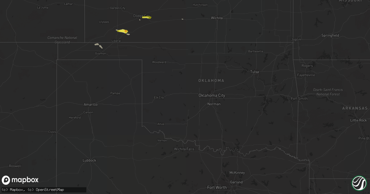Hail map in Oklahoma on June 11, 2020