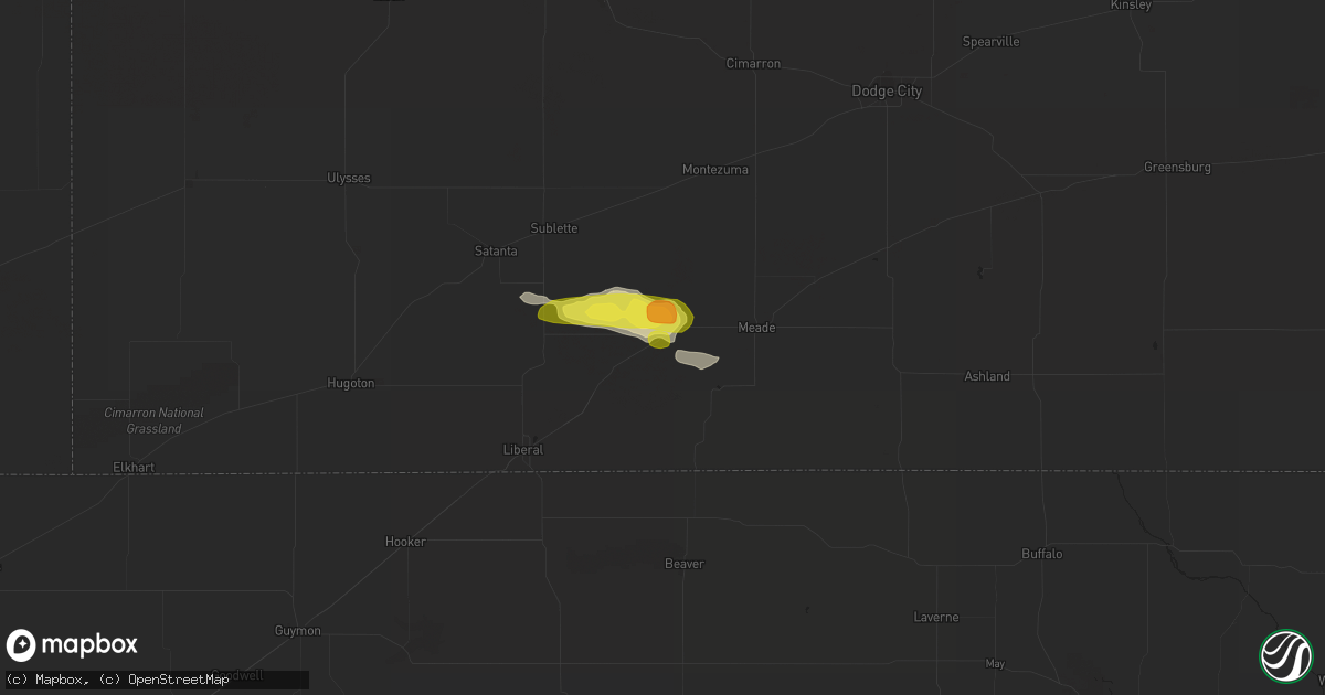 Hail map in Plains, KS on June 11, 2020
