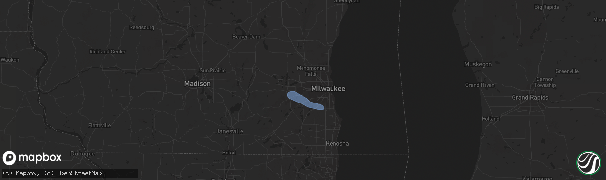 Hail map in Waukesha, WI on June 11, 2020