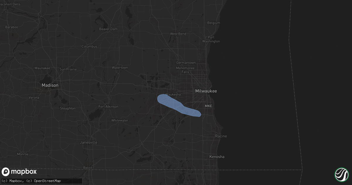 Hail map in Waukesha, WI on June 11, 2020