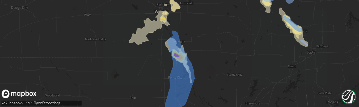 Hail map in Arkansas City, KS on June 11, 2021