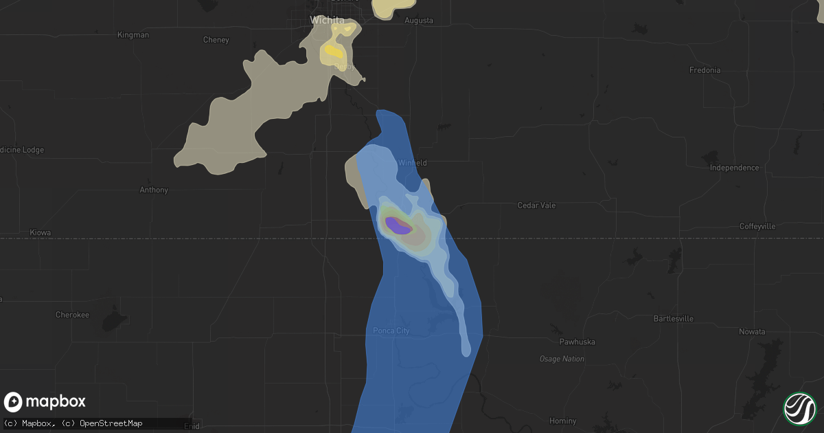 Hail map in Arkansas City, KS on June 11, 2021