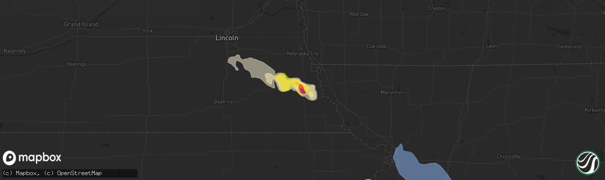 Hail map in Auburn, NE on June 11, 2021