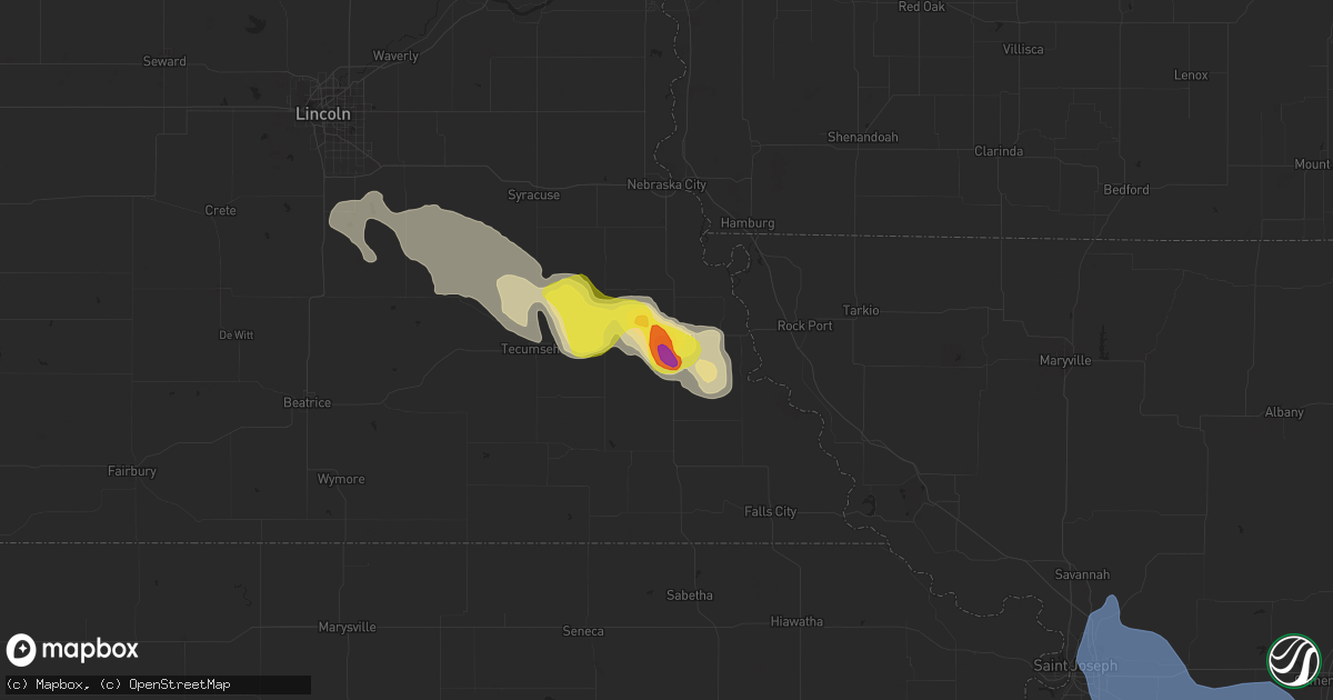 Hail map in Auburn, NE on June 11, 2021