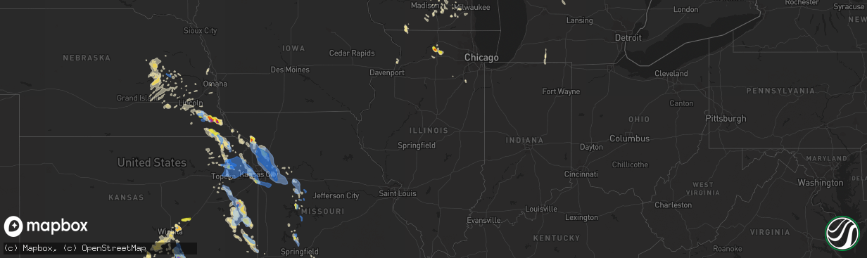 Hail map in Illinois on June 11, 2021