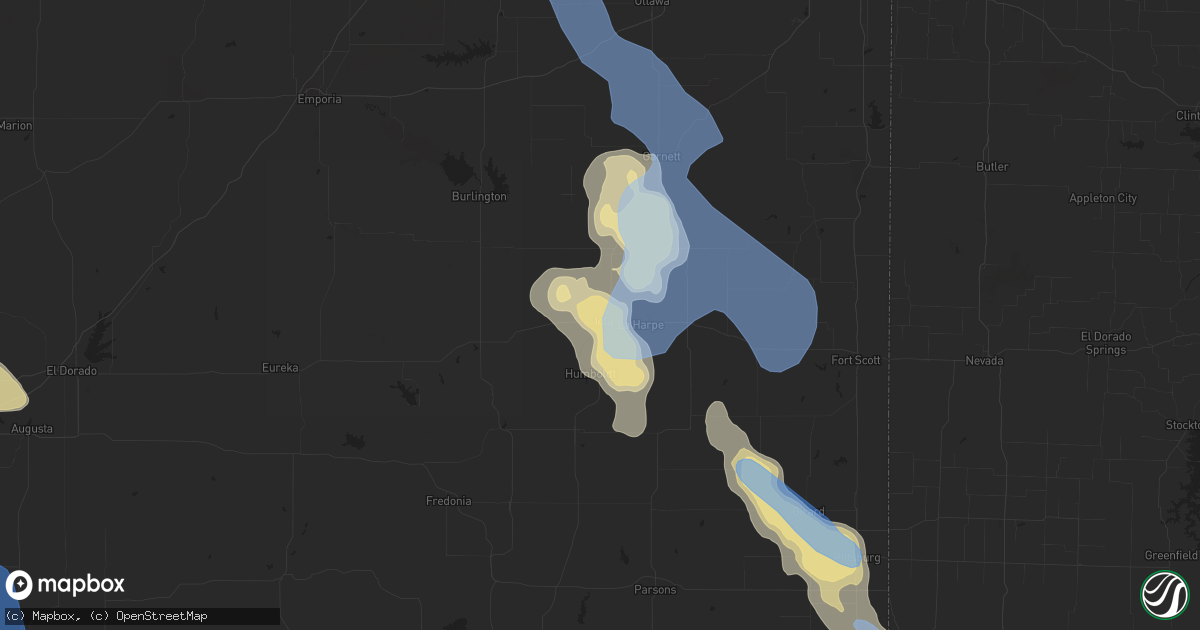 Hail map in Iola, KS on June 11, 2021