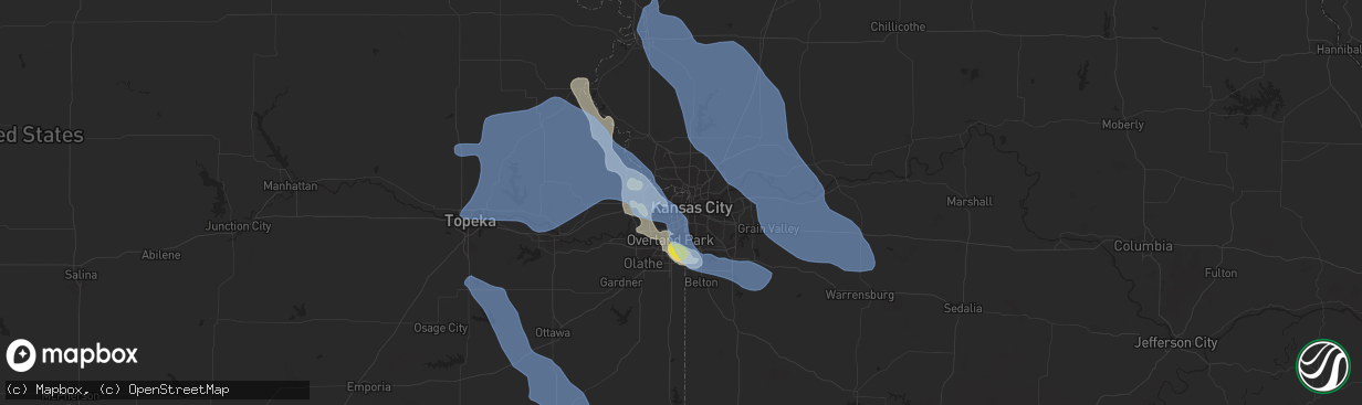 Hail map in Kansas City, KS on June 11, 2021