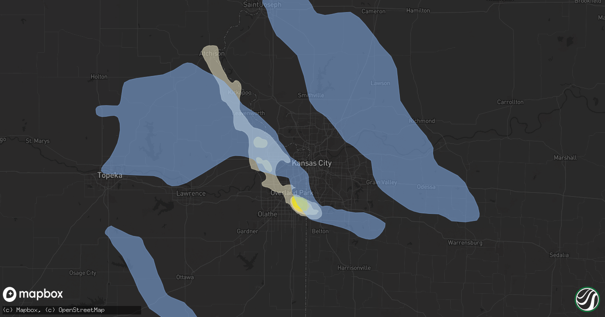 Hail map in Kansas City, KS on June 11, 2021