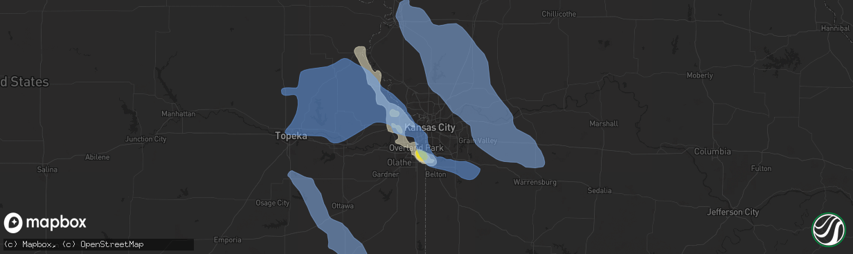 Hail map in Kansas City, MO on June 11, 2021