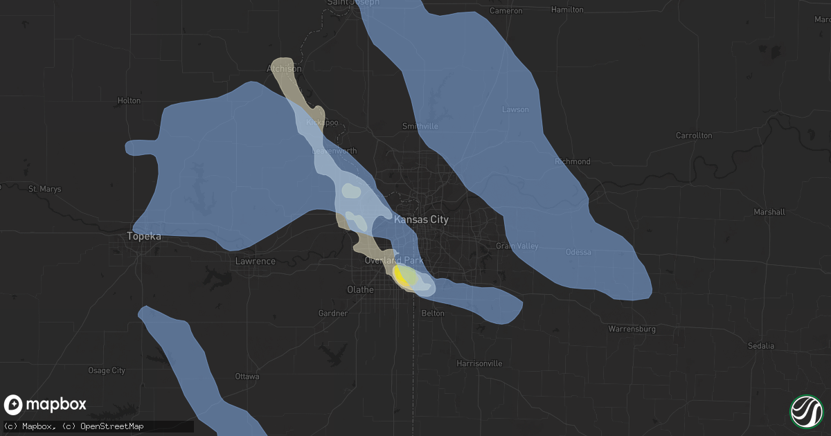 Hail map in Kansas City, MO on June 11, 2021