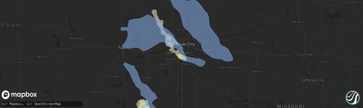 Hail map in Leawood, KS on June 11, 2021