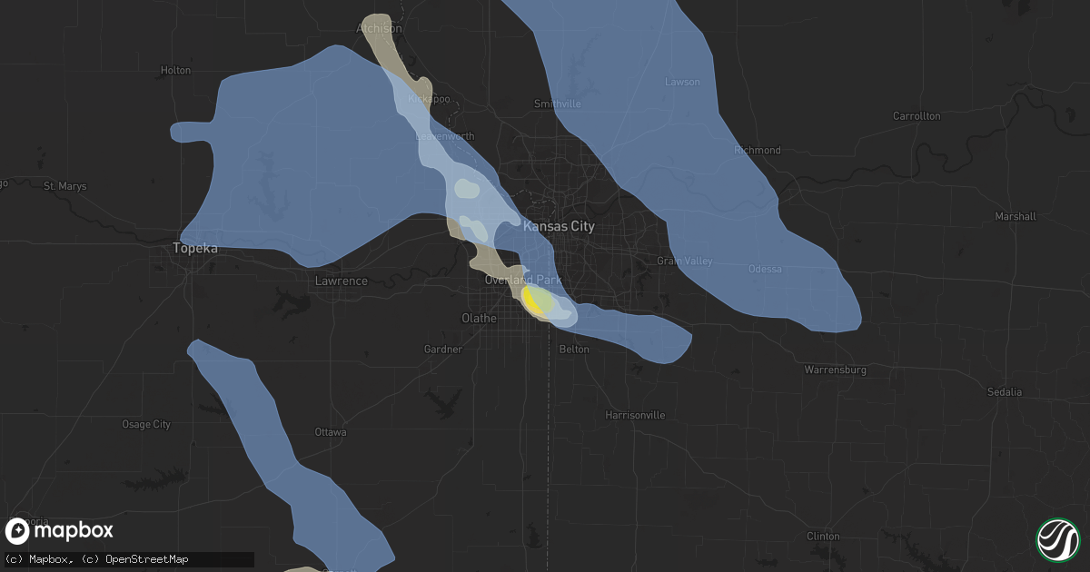 Hail map in Leawood, KS on June 11, 2021