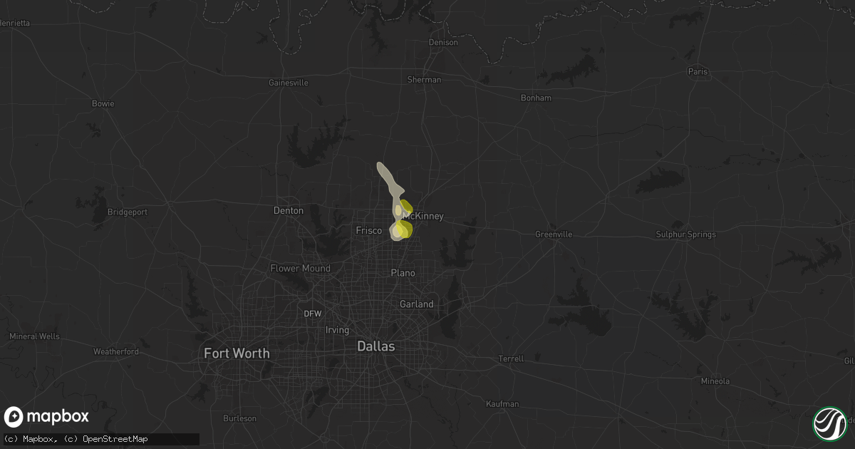 Hail map in Mckinney, TX on June 11, 2021