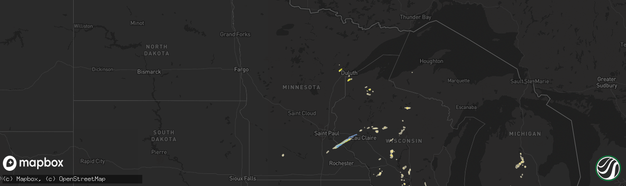 Hail map in Minnesota on June 11, 2021