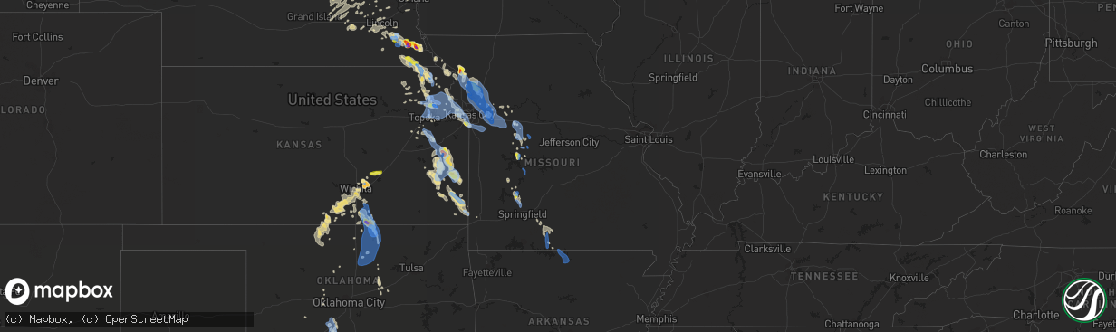 Hail map in Missouri on June 11, 2021