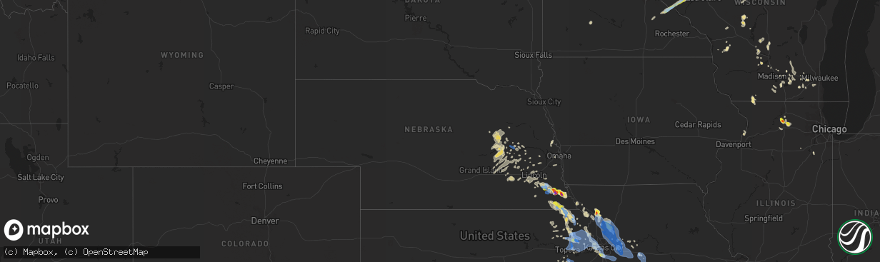 Hail map in Nebraska on June 11, 2021