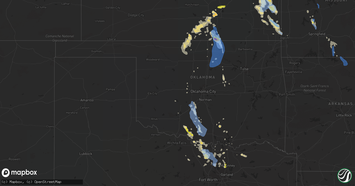 Hail map in Oklahoma on June 11, 2021