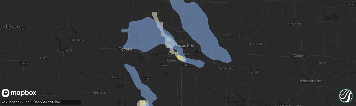 Hail map in Overland Park, KS on June 11, 2021