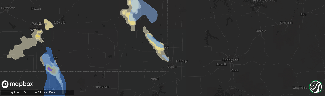 Hail map in Pittsburg, KS on June 11, 2021