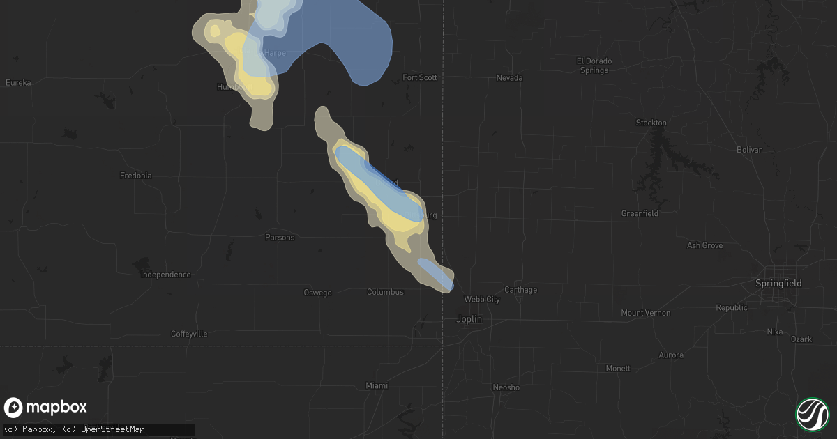 Hail map in Pittsburg, KS on June 11, 2021