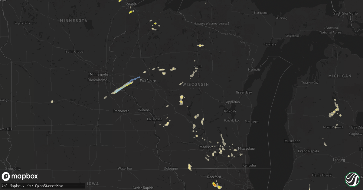 Hail map in Wisconsin on June 11, 2021