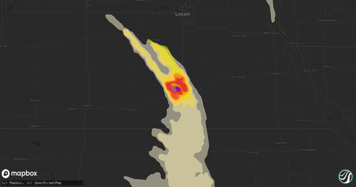 Hail map in Beatrice, NE on June 11, 2022