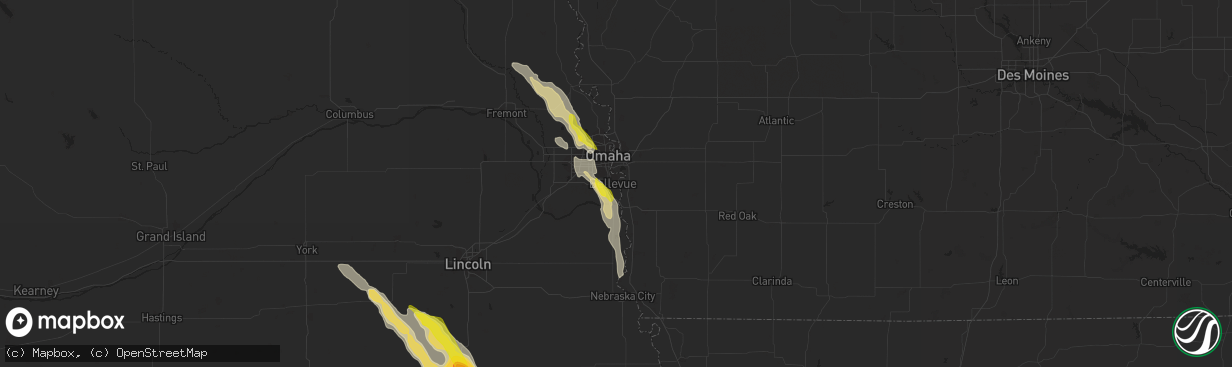 Hail map in Bellevue, NE on June 11, 2022