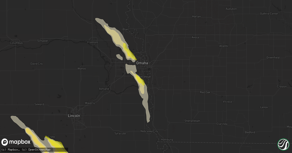 Hail map in Bellevue, NE on June 11, 2022