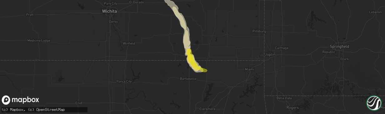 Hail map in Caney, KS on June 11, 2022