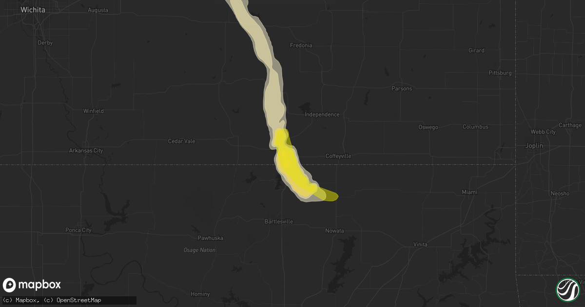 Hail map in Caney, KS on June 11, 2022