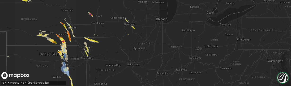 Hail map in Illinois on June 11, 2022