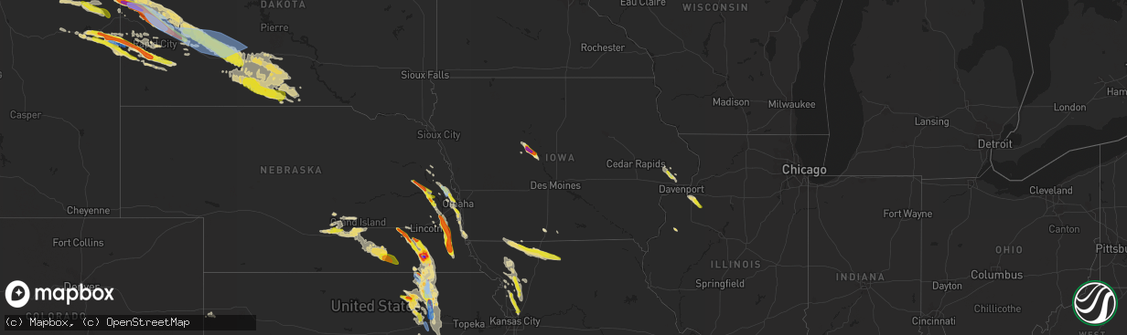 Hail map in Iowa on June 11, 2022