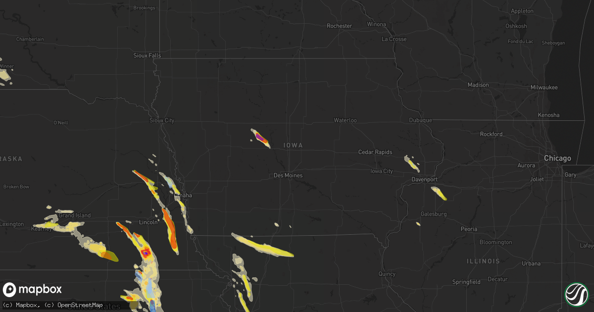 Hail map in Iowa on June 11, 2022