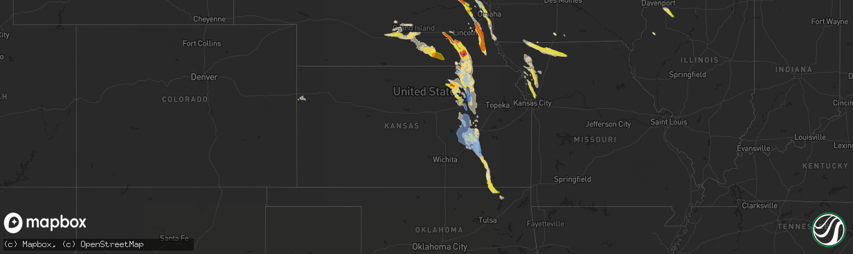 Hail map in Kansas on June 11, 2022