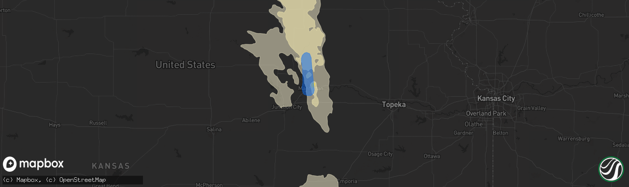 Hail map in Manhattan, KS on June 11, 2022