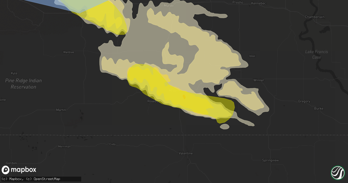Hail map in Mission, SD on June 11, 2022