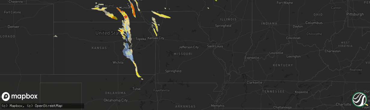 Hail map in Missouri on June 11, 2022