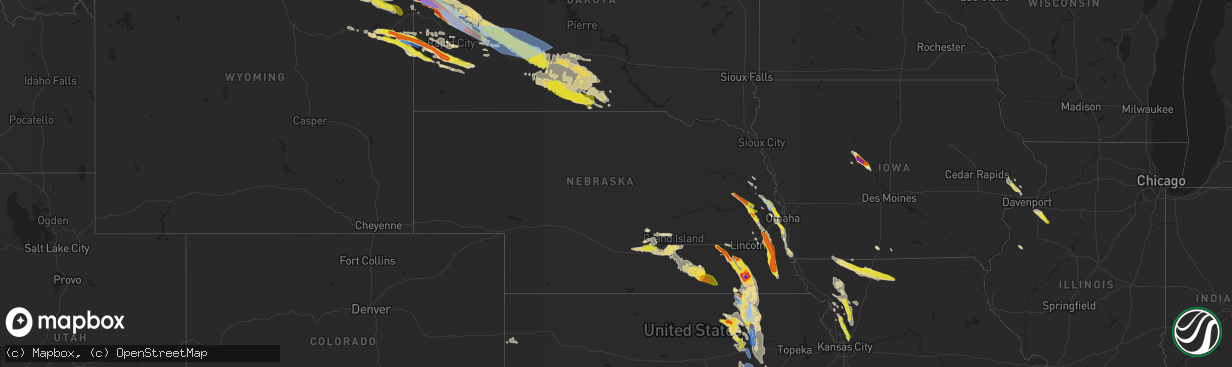 Hail map in Nebraska on June 11, 2022