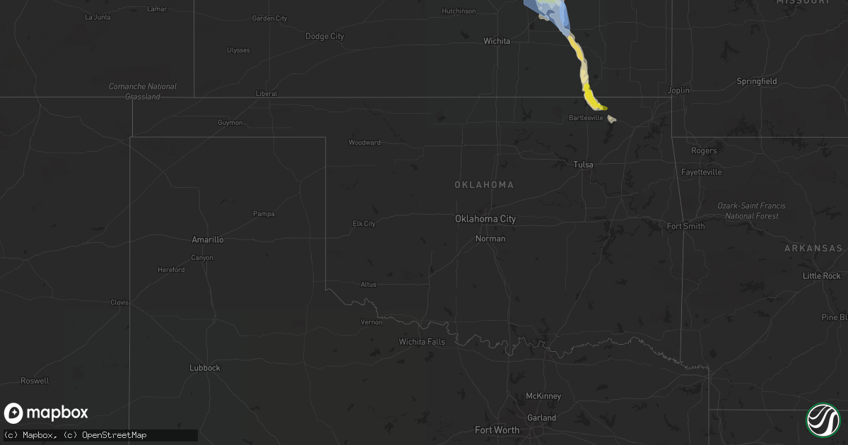 Hail map in Oklahoma on June 11, 2022