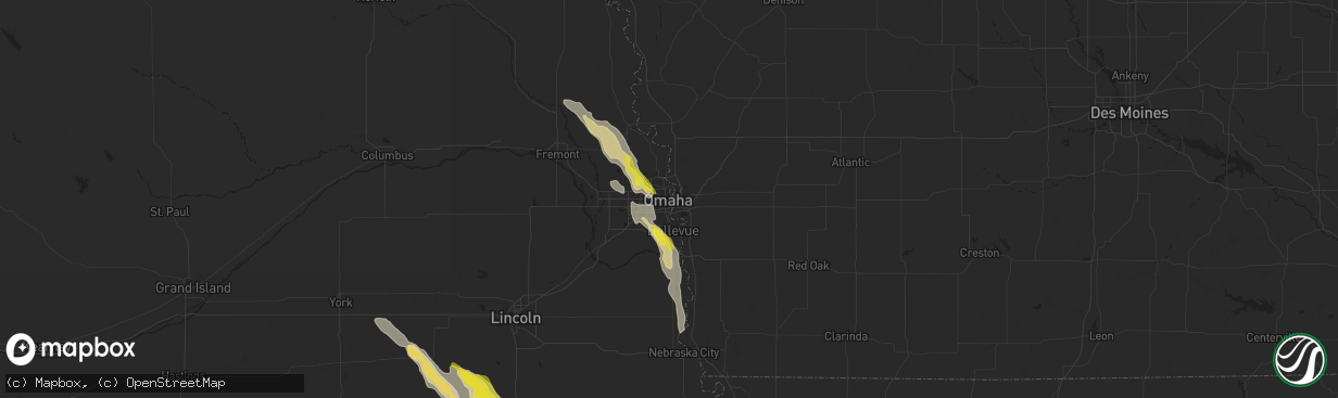 Hail map in Omaha, NE on June 11, 2022