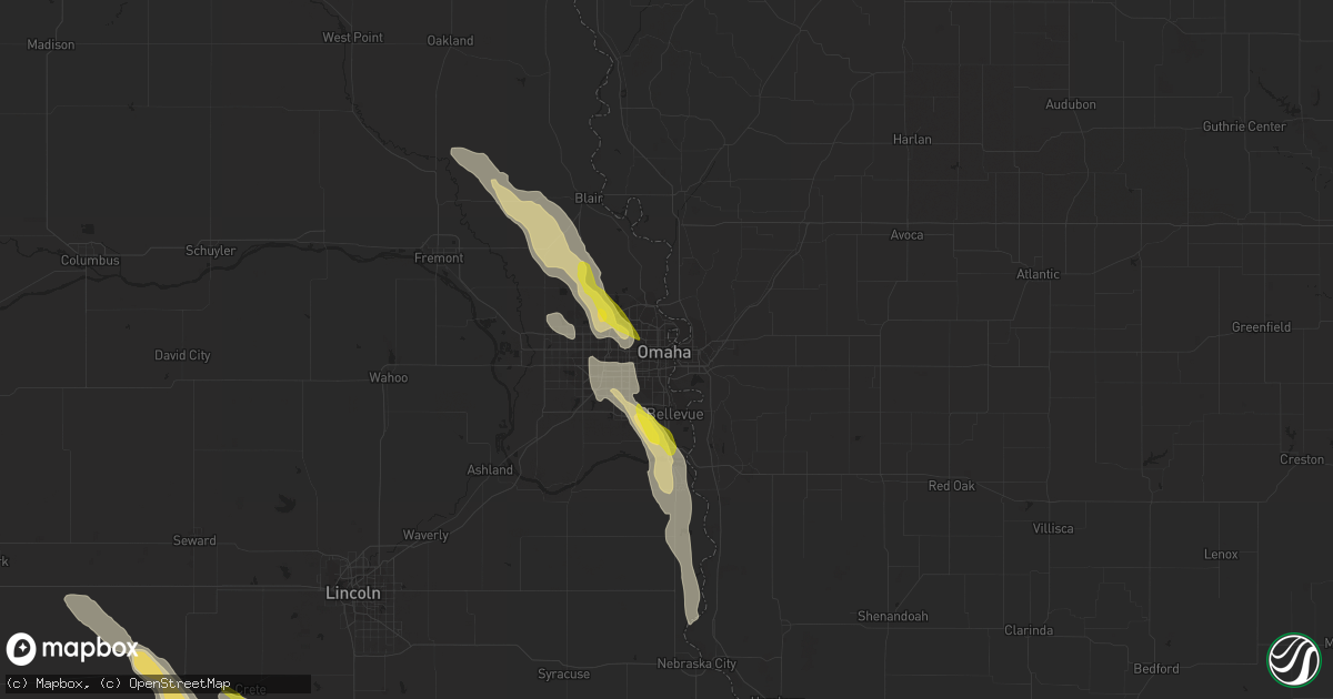 Hail map in Omaha, NE on June 11, 2022