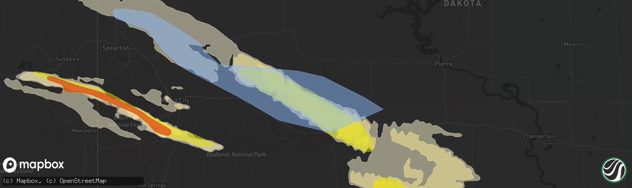 Hail map in Philip, SD on June 11, 2022