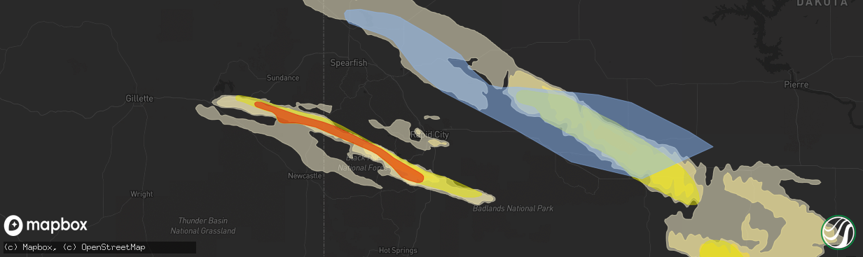 Hail map in Rapid City, SD on June 11, 2022