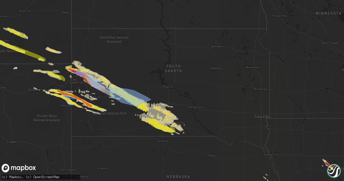 Hail map in South Dakota on June 11, 2022