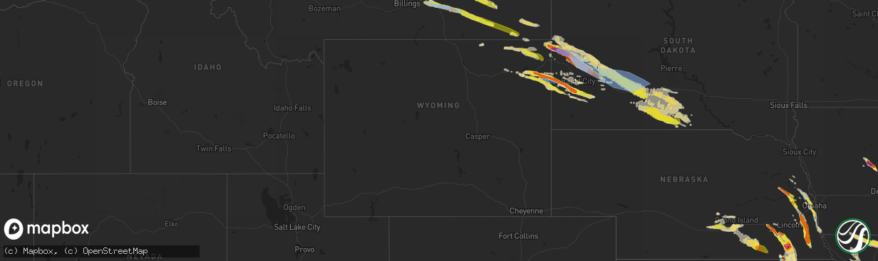 Hail map in Wyoming on June 11, 2022