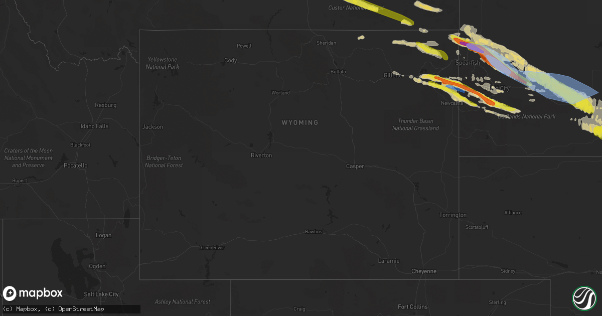 Hail map in Wyoming on June 11, 2022